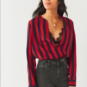 Urban Outfitters Red and Blue Striped Blouse
